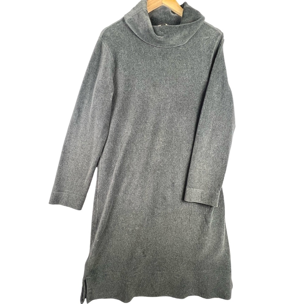 J Jill Gray Velour Long Sleeve Micro Corduroy Turtle Neck Sweater Casual Dress S